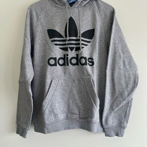 adidas Gray Hoodie with Black Trefoil Logo